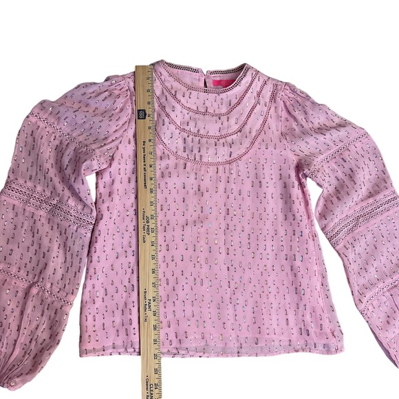 Lilly Pulitzer Briley Lace Top Size XXS Metallic Rainbow Calla Lilly - Picture 6 of 11